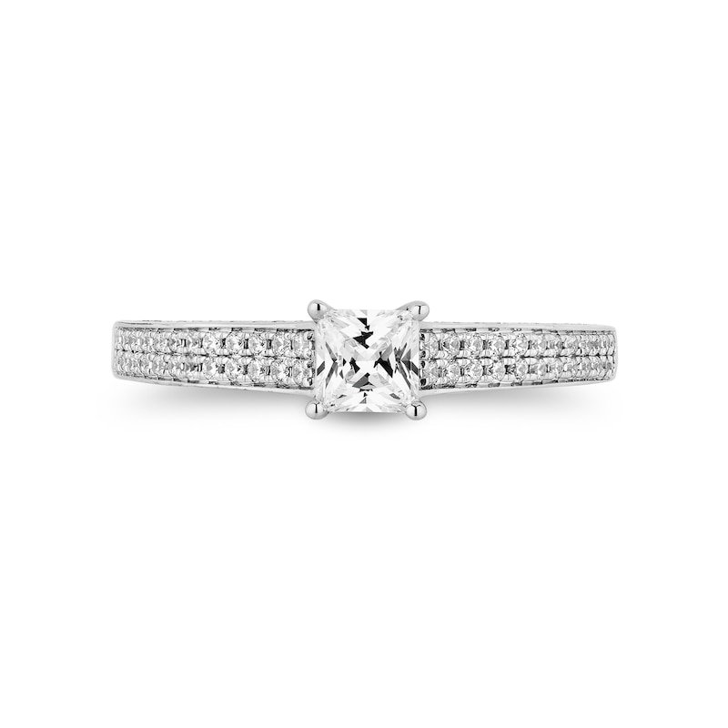 Main Image 4 of Enchanted Disney Ariel 1 CT. T.W. Princess-Cut Diamond Double Row Engagement Ring in 14K Two-Tone Gold