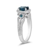 Thumbnail Image 1 of Enchanted Disney Cinderella Oval London Blue Topaz and 1/3 CT. T.W. Diamond Frame Engagement Ring in 14K White Gold