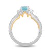Thumbnail Image 3 of Enchanted Disney Jasmine Oval Swiss Blue Topaz and 1/2 CT. T.W. Diamond Engagement Ring in 14K Two-Tone Gold