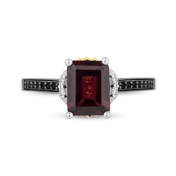 Enchanted Disney Villains Evil Queen Garnet and 1/3 CT. T.w. Diamond Engagement Ring in 14K Two-Tone Gold