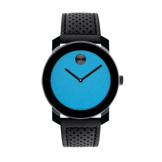Men's Movado BoldÂ® Tr90 Black Strap Watch with Blue Dial (Model: 3600761)