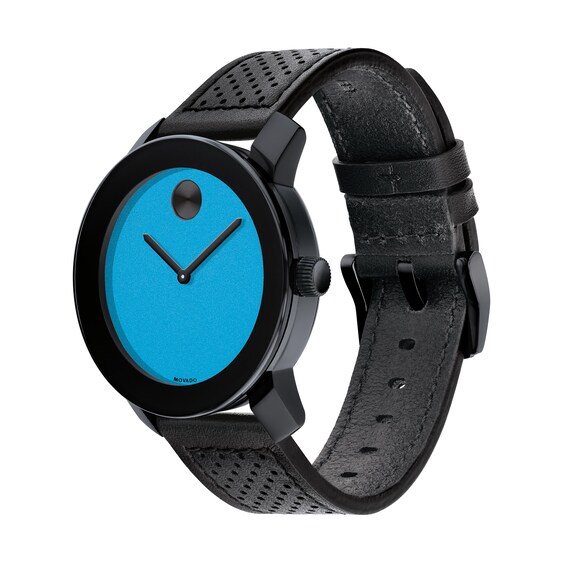 Men's Movado BoldÂ® Tr90 Black Strap Watch with Blue Dial (Model: 3600761)