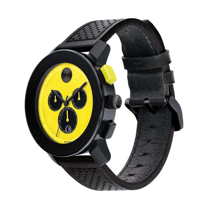 Main Image 2 of Men's Movado Bold® TR90 Black Chronograph Strap Watch with Yellow Dial (Model: 3600766)