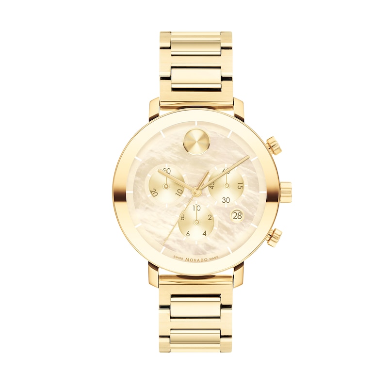 Main Image 1 of Ladies' Movado Bold® Evolution Gold-Tone IP Chronograph Watch with Mother-of-Pearl Dial (Model: 3600788)