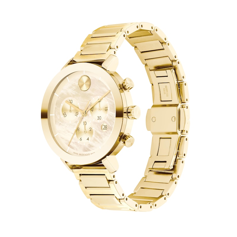 Main Image 2 of Ladies' Movado Bold® Evolution Gold-Tone IP Chronograph Watch with Mother-of-Pearl Dial (Model: 3600788)