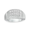 Thumbnail Image 0 of Men's 3/4 CT. T.W. Diamond Triple Row Rectangle-Top Collar Ring in 10K White Gold