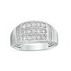Thumbnail Image 1 of 3/4 CT. T.W. Diamond Triple Row Rectangle-Top Collar Ring in 10K White Gold