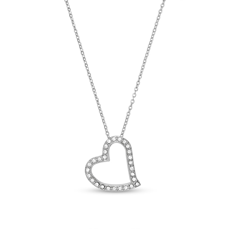 Main Image 3 of Ladies' Bulova Crystal Accent Watch with Mother-of Pearl Dial and Tilted Heart Pendant Box Set (Model: 96X155)