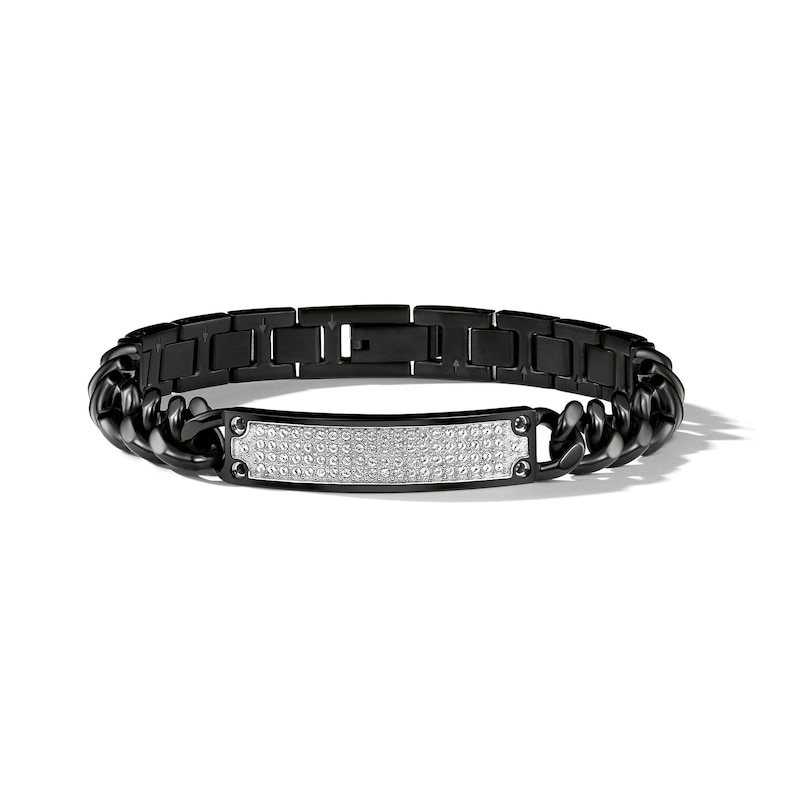 Main Image 3 of Men's Bulova Crystal Accent Watch with Black Dial and ID Bracelet Box Set (Model: 98K109)
