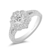 Thumbnail Image 1 of Enchanted Disney Belle 1-1/4 CT. T.W. Diamond Flower Split Shank Engagement Ring in 14K White Gold