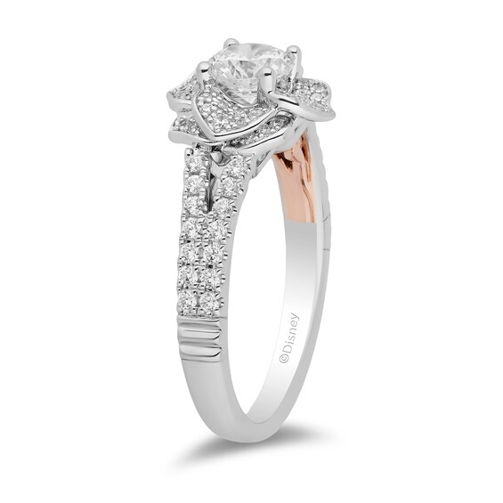 Enchanted Disney Belle 1-1/4 CT. T.w. Diamond Flower Split Shank Engagement Ring in 14K White Gold