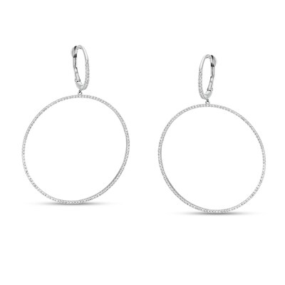 Women New no Stone White Gold Plated hoops Earrings Modern Fashion 4cm Circle