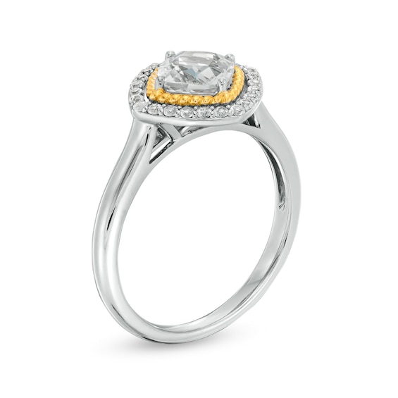 Cushion-Cut White Lab-Created Sapphire Frame Pendant, Ring and Earrings Set in Sterling Silver and 14K Gold Over Silver