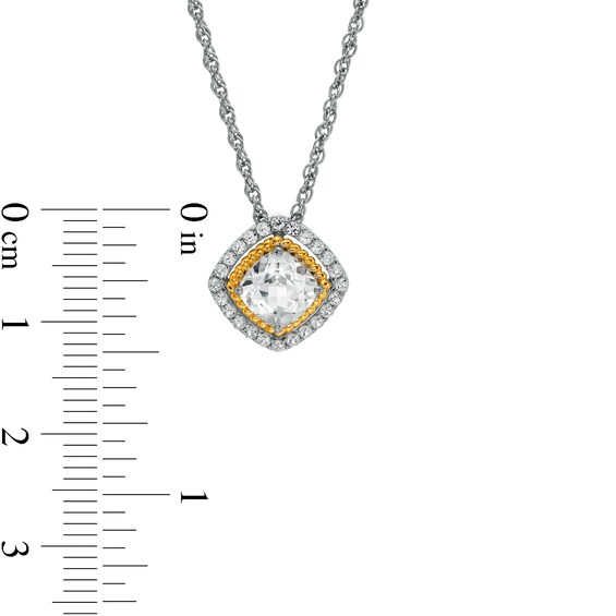 Cushion-Cut White Lab-Created Sapphire Frame Pendant, Ring and Earrings Set in Sterling Silver and 14K Gold Over Silver