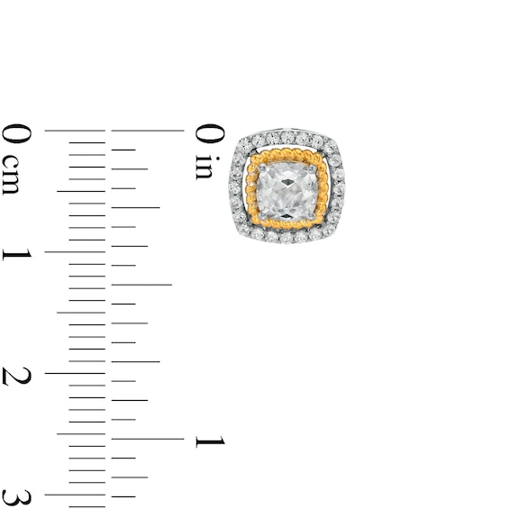 Cushion-Cut White Lab-Created Sapphire Frame Pendant, Ring and Earrings Set in Sterling Silver and 14K Gold Over Silver