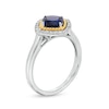 Thumbnail Image 3 of Blue and White Lab-Created Sapphire Frame Pendant, Ring and Earrings Set in Sterling Silver and 14K Gold Over Silver