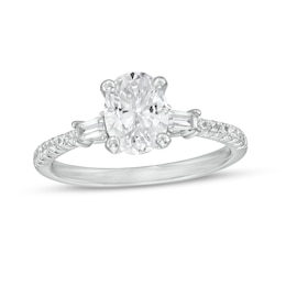 1-1/5 CT. T.W. Certified Oval Diamond Collar Engagement Ring in Platinum (I/SI2)