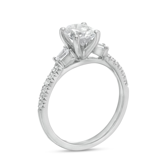 1-1/5 CT. T.w. Certified Oval Diamond Collar Engagement Ring in Platinum (I/Si2)