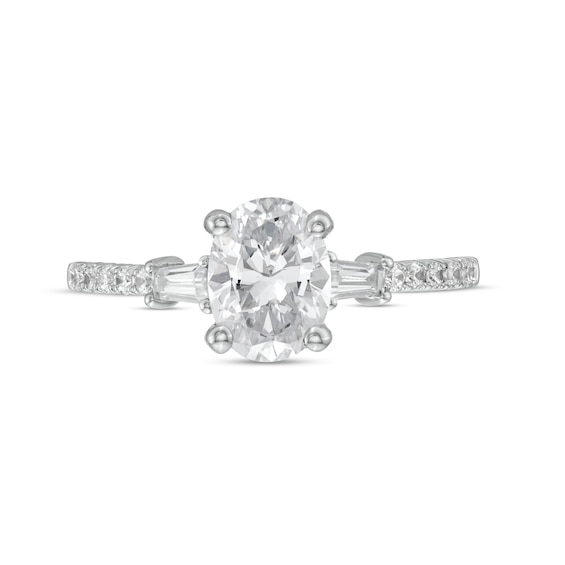 1-1/5 CT. T.w. Certified Oval Diamond Collar Engagement Ring in Platinum (I/Si2)