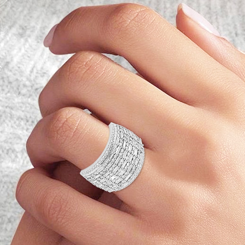 Main Image 4 of 2 CT. T.W. Composite Diamond Multi-Row Ring in 10K White Gold