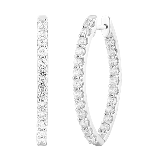 3 CT. T.w. Diamond Marquise-Shaped Inside-Out Hoop Earrings in 10K White Gold