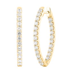 3 CT. T.W. Diamond Marquise-Shaped Inside-Out Hoop Earrings in 10K Gold