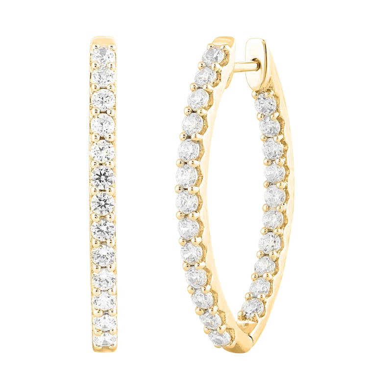 Main Image 1 of 3 CT. T.W. Diamond Marquise-Shaped Inside-Out Hoop Earrings in 10K Gold