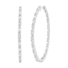 Thumbnail Image 1 of 1 CT. T.W. Baguette-Cut and Round Diamond Inside-Out Hoop Earrings in 10K White Gold