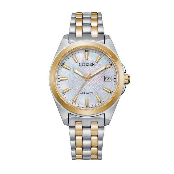 Ladies' Citizen Eco-DriveÂ® Corso Two-Tone Watch with Mother-of-Pearl Dial (Model: Eo1224-54D)