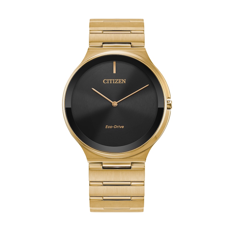 Main Image 1 of Citizen Eco-Drive® Stiletto Gold-Tone Watch with Black Dial (Model: AR3112-57E)