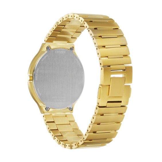 Citizen Eco-DriveÂ® Stiletto Gold-Tone Watch with Black Dial (Model: Ar3112-57E)