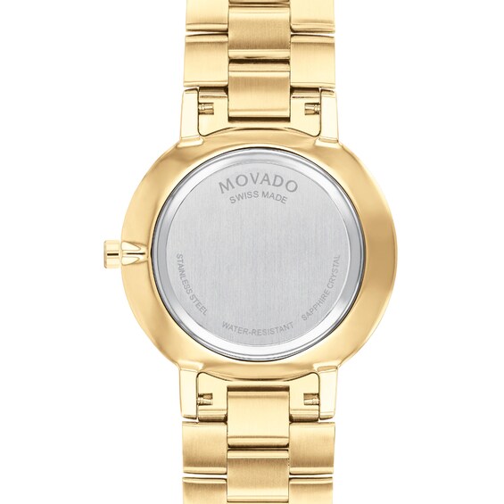 Men's Movado Facetoâ¢ Diamond Accent Gold-Tone PVD Watch with Black Dial (Model: 0607483)