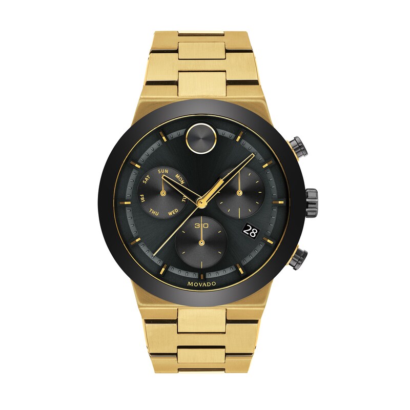 Main Image 1 of Men's Movado Bold® Fusion Gold-Tone IP and Black Ceramic Chronograph Watch with Black Dial (Model: 3600731)