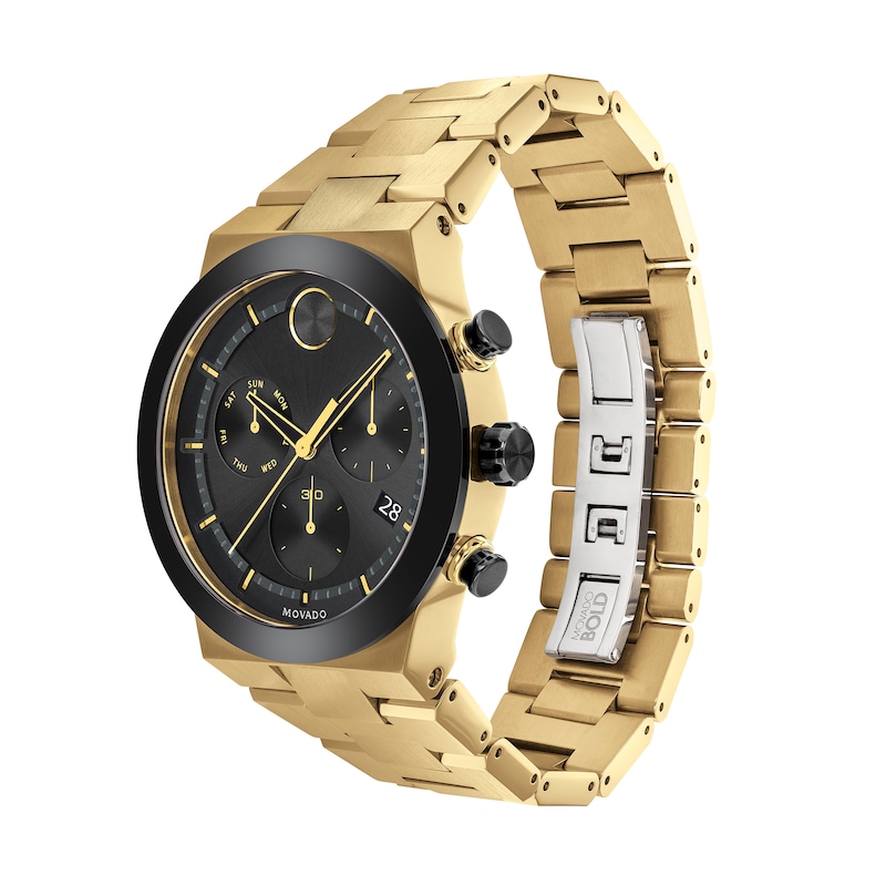 Main Image 2 of Men's Movado Bold® Fusion Gold-Tone IP and Black Ceramic Chronograph Watch with Black Dial (Model: 3600731)