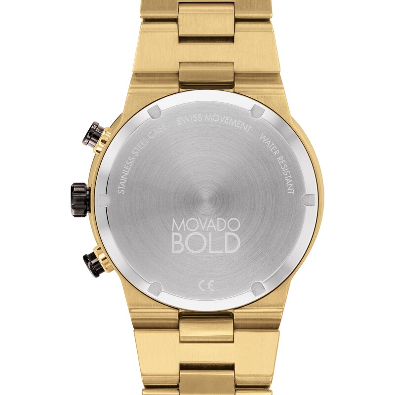 Movado  BOLD Fusion watch with black and gold strap and dial