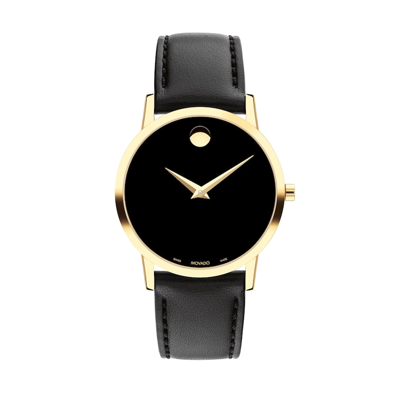 Main Image 1 of Ladies' Movado Museum Classic Gold-Tone PVD Strap Watch with Black Dial (Model: 0607584)
