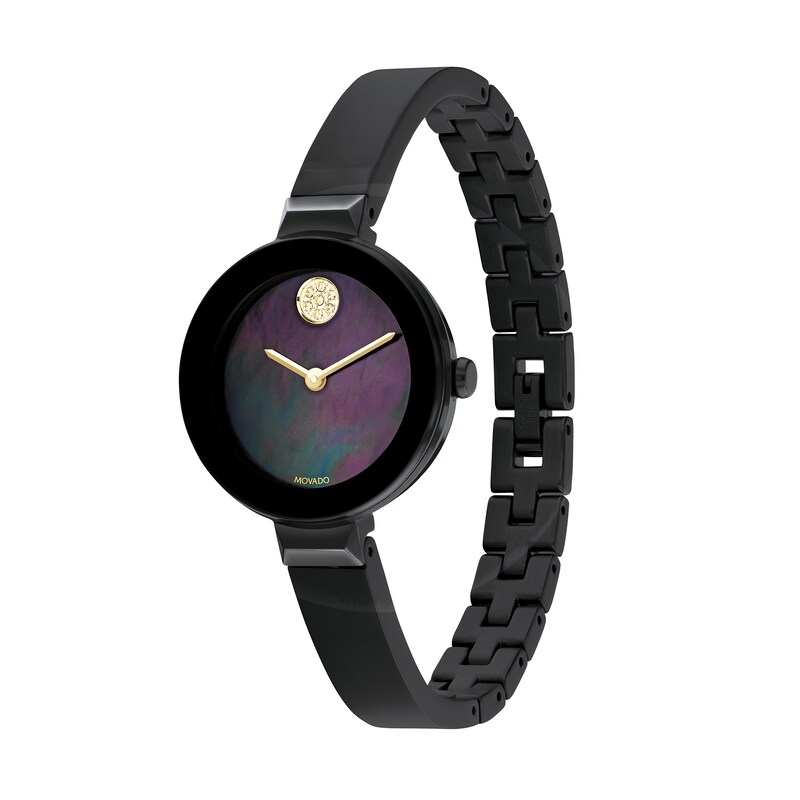 Main Image 2 of Ladies' Movado Bold® Bangle Champagne Crystal Accent Black IP Watch with Black Mother-of Pearl Dial (Model: 3600775)