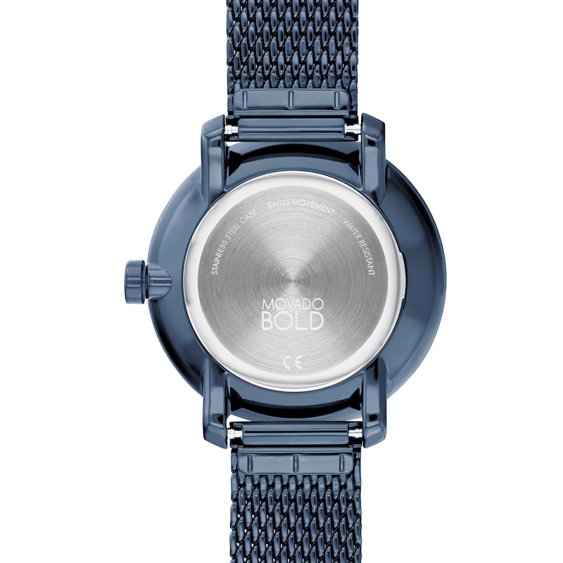 Main Image 3 of Ladies' Movado Bold® Shimmer Crystal Accent Blue IP Mesh Watch with a Blue Dial (Model: 3600780)