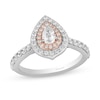 Thumbnail Image 1 of Enchanted Disney Moana 1 CT. T.W. Pear-Shaped Diamond Double Frame Engagement Ring in 14K Two-Tone Gold