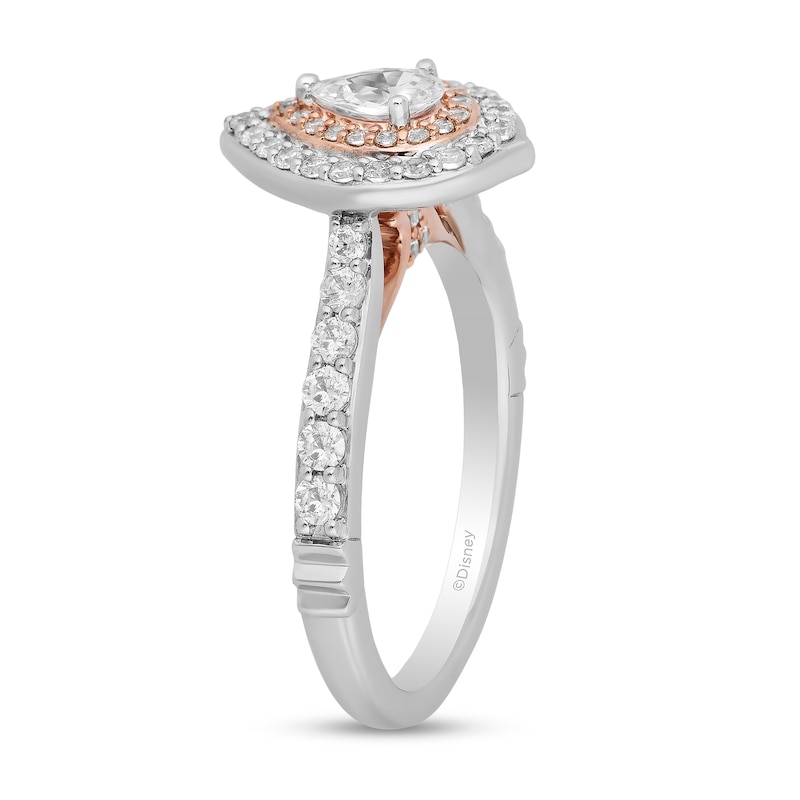Main Image 2 of Enchanted Disney Moana 1 CT. T.W. Pear-Shaped Diamond Double Frame Engagement Ring in 14K Two-Tone Gold