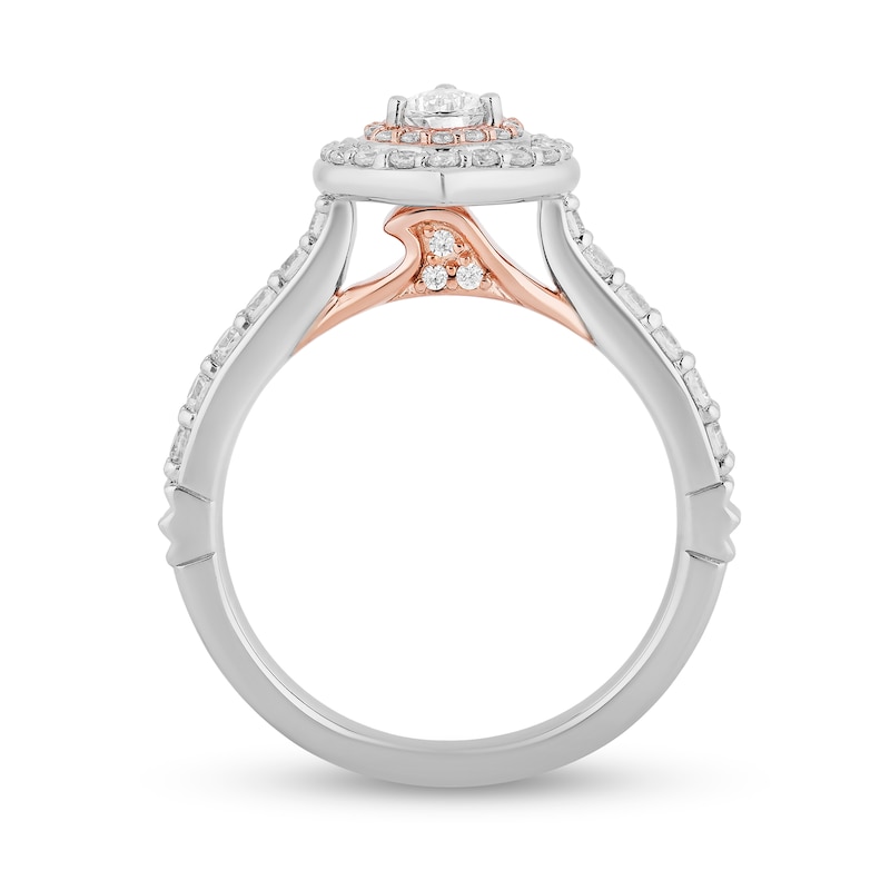 Main Image 3 of Enchanted Disney Moana 1 CT. T.W. Pear-Shaped Diamond Double Frame Engagement Ring in 14K Two-Tone Gold
