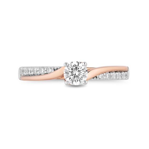 Enchanted Disney Moana 5/8 CT. T.w. Diamond Twist Shank Engagement Ring in 14K Two-Tone Gold