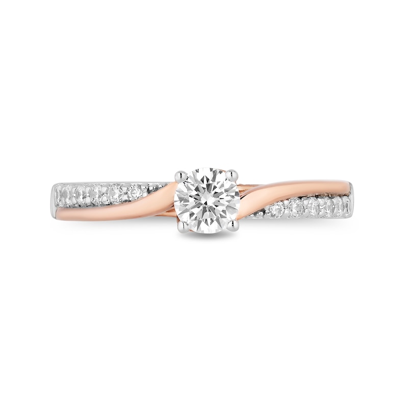 Main Image 4 of Enchanted Disney Moana 5/8 CT. T.W. Diamond Twist Shank Engagement Ring in 14K Two-Tone Gold