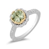 Thumbnail Image 0 of Enchanted Disney Tiana 7.0mm Green Quartz and 1/3 CT. T.W. Diamond Scallop Frame Engagement Ring in 14K Two-Tone Gold