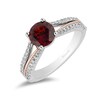 Thumbnail Image 0 of Enchanted Disney Snow White 7.0mm Garnet and 1/4 CT. T.W. Diamond Split Shank Engagement Ring in 14K Two-Tone Gold