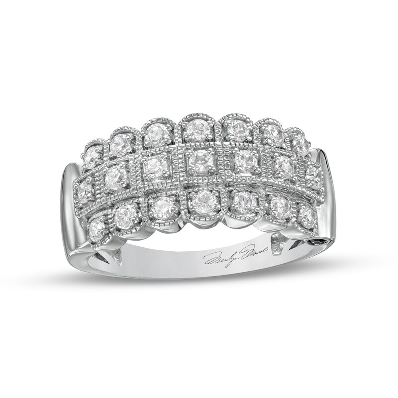 Marilyn Monroe™ Collection 1/2 CT. T.W. Diamond Vintage-Style Triple Row Anniversary Band in 14K White Gold