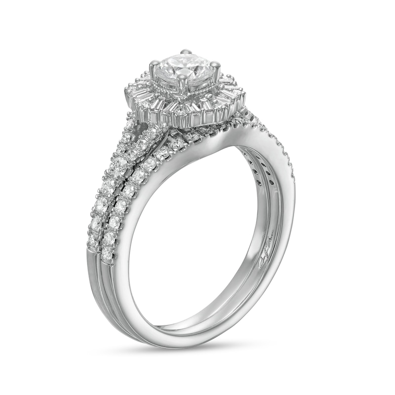 Main Image 3 of Marilyn Monroe™ Collection 1 CT. T.W. Diamond Frame Vintage-Style Split Shank Bridal Set in 14K White Gold