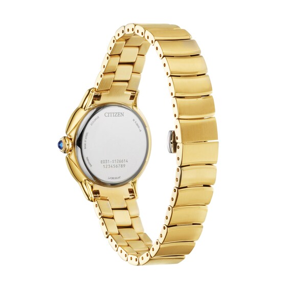 Ladies' Citizen Eco-DriveÂ® Ceci Diamond Accent Gold-Tone Watch with Silver-Tone Dial (Model: Em0952-55A)