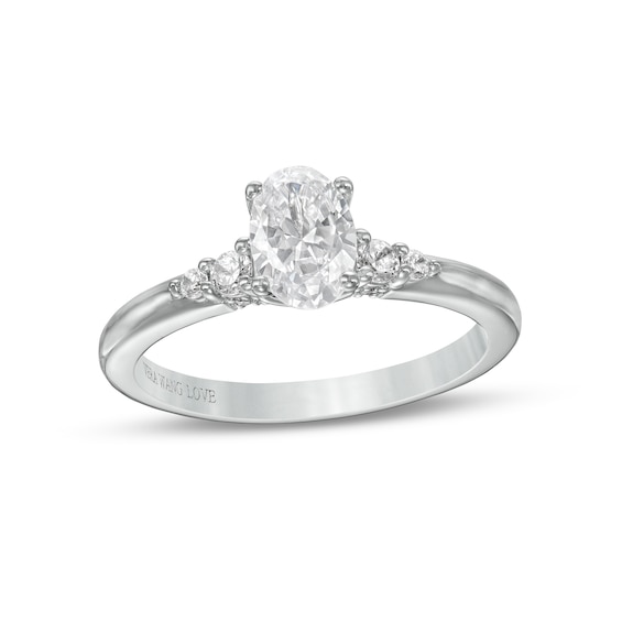 Vera Wang Love Collection 7/8 CT. T.w. Oval Diamond Engagement Ring in 14K White Gold
