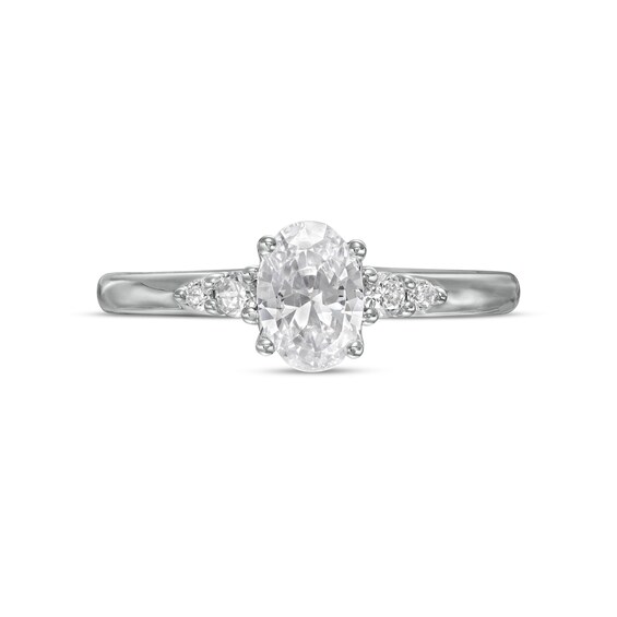 Vera Wang Love Collection 7/8 CT. T.w. Oval Diamond Engagement Ring in 14K White Gold